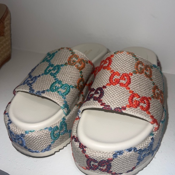 GUCCI platform multicolor logo slides authentic - Picture 4 of 7